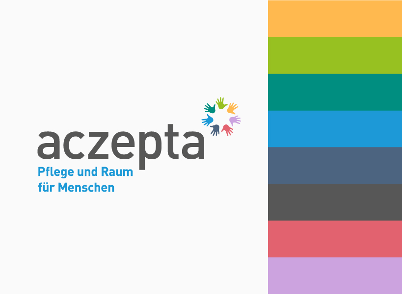 Logo Aczepta mit Farbschema der Corporate Colors