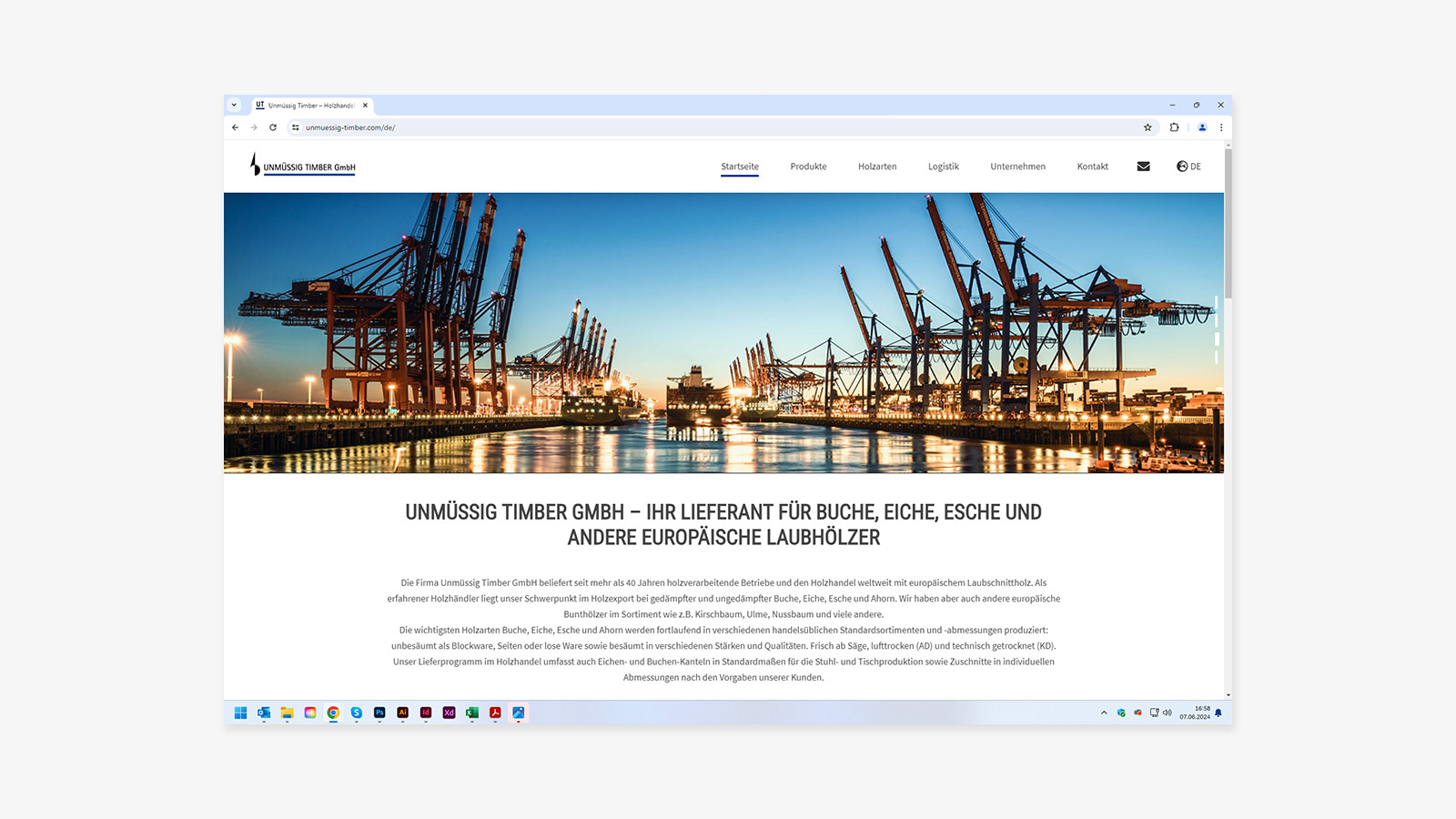 Ansicht Unterseite der Webseite von Unmüssig Timber