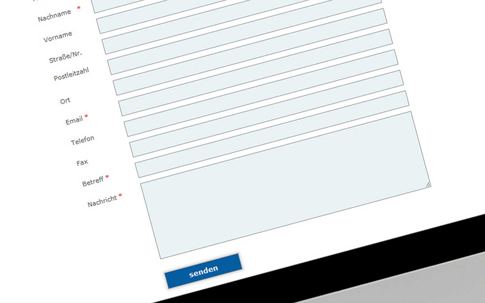 Nahaufnahme eines Formulars der Webseite von Schillinger Beregnungsanlagen