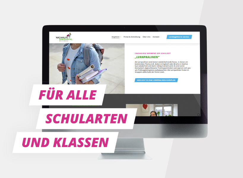 Ansicht auf die Webseite von Nachhilfe Dreisamtal auf einem Computerbildschirm