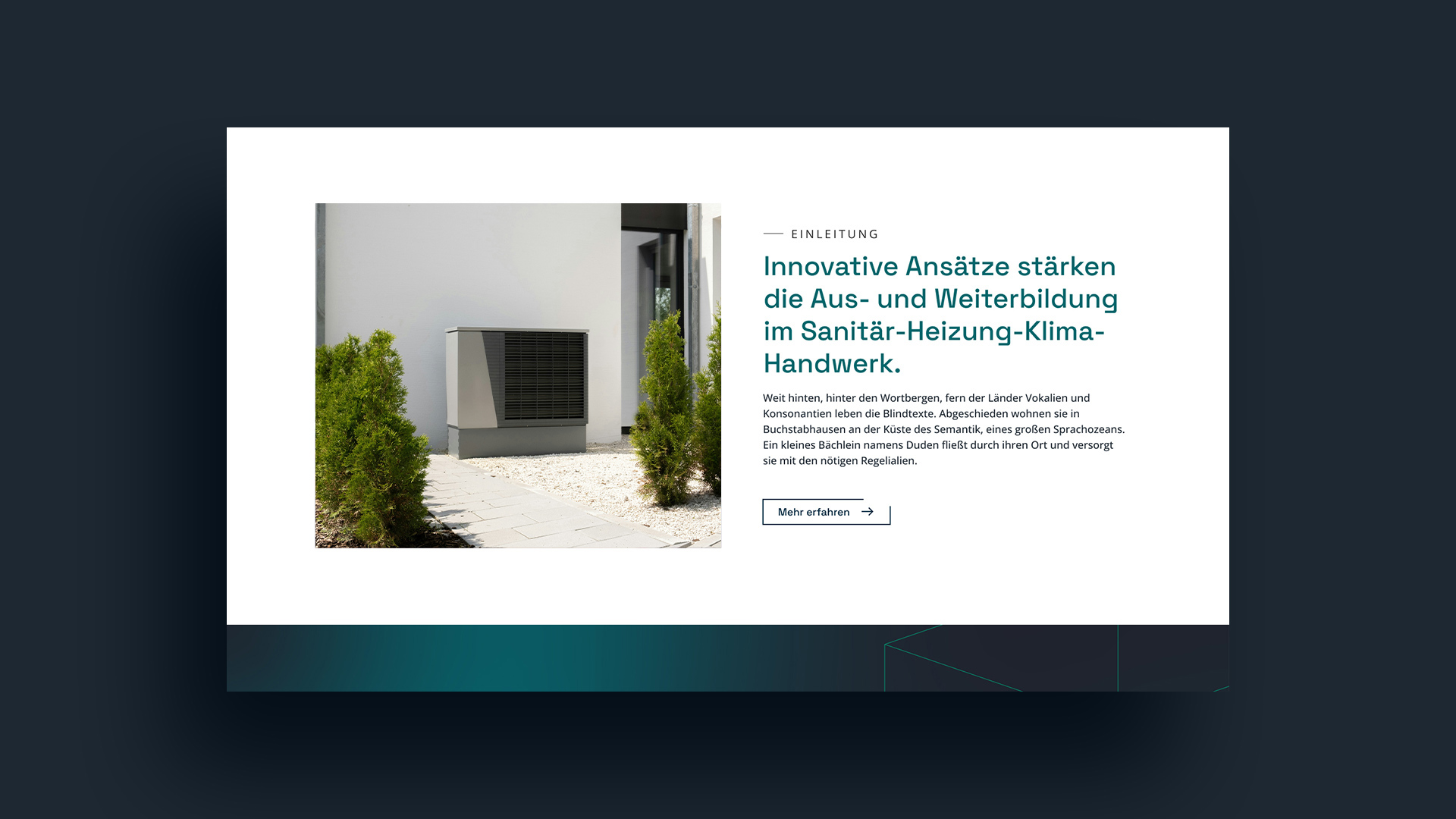 Darstellung eines Screens der Webseite des Projekts learn.SHK.